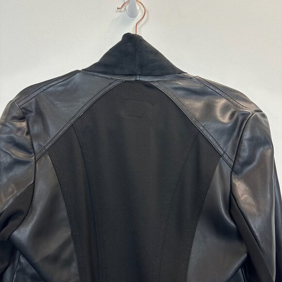 Kut from the Kloth Ana Faux Leather Drape Front Jacket Large - Picture 8 of 12
